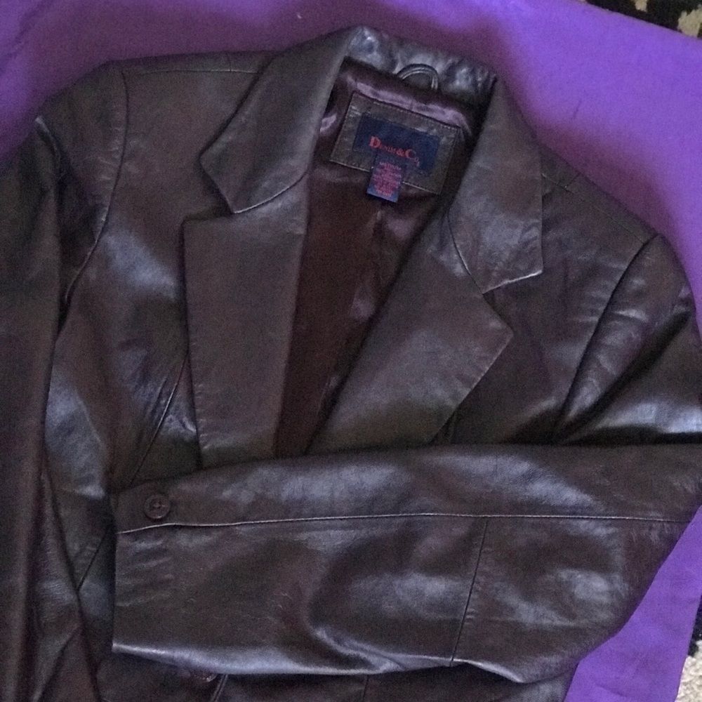 Size Medium Purple Leather Jacket Euc - image 1